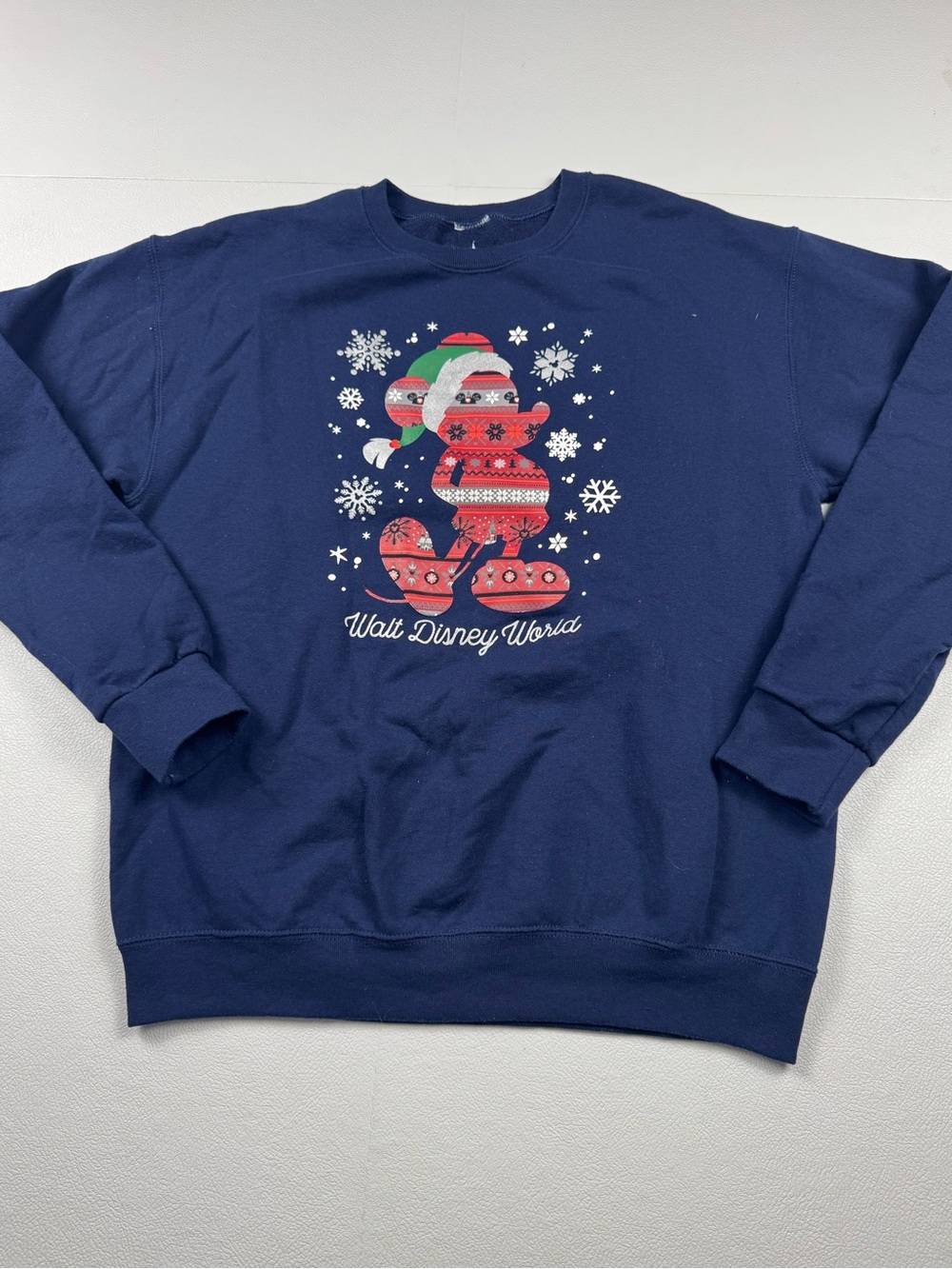 Disney Parks Mickey Mouse Christmas Holiday Sweatshirt Navy Blue Men’s M